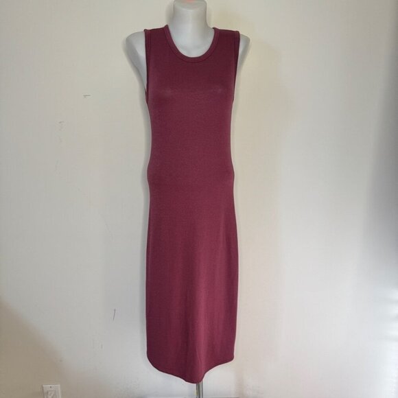 Aritzia Wilfred Free Bruni Midi Dress Rose Pink Shimmer Heathered Reposa Sz M - Picture 2 of 14